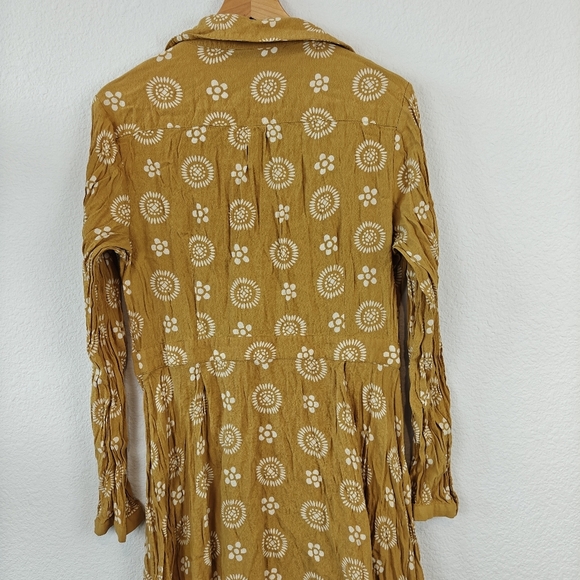 Boden Womens US 10 Yellow White Floral Pleated Button Front Knee Length Dress - Picture 11 of 12